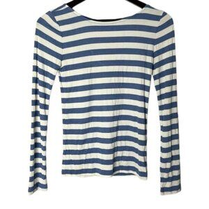 Ralph Lauren Denim & Supply Size M Criss Cross Ribbed Stripe Long Sleeve Tee Top